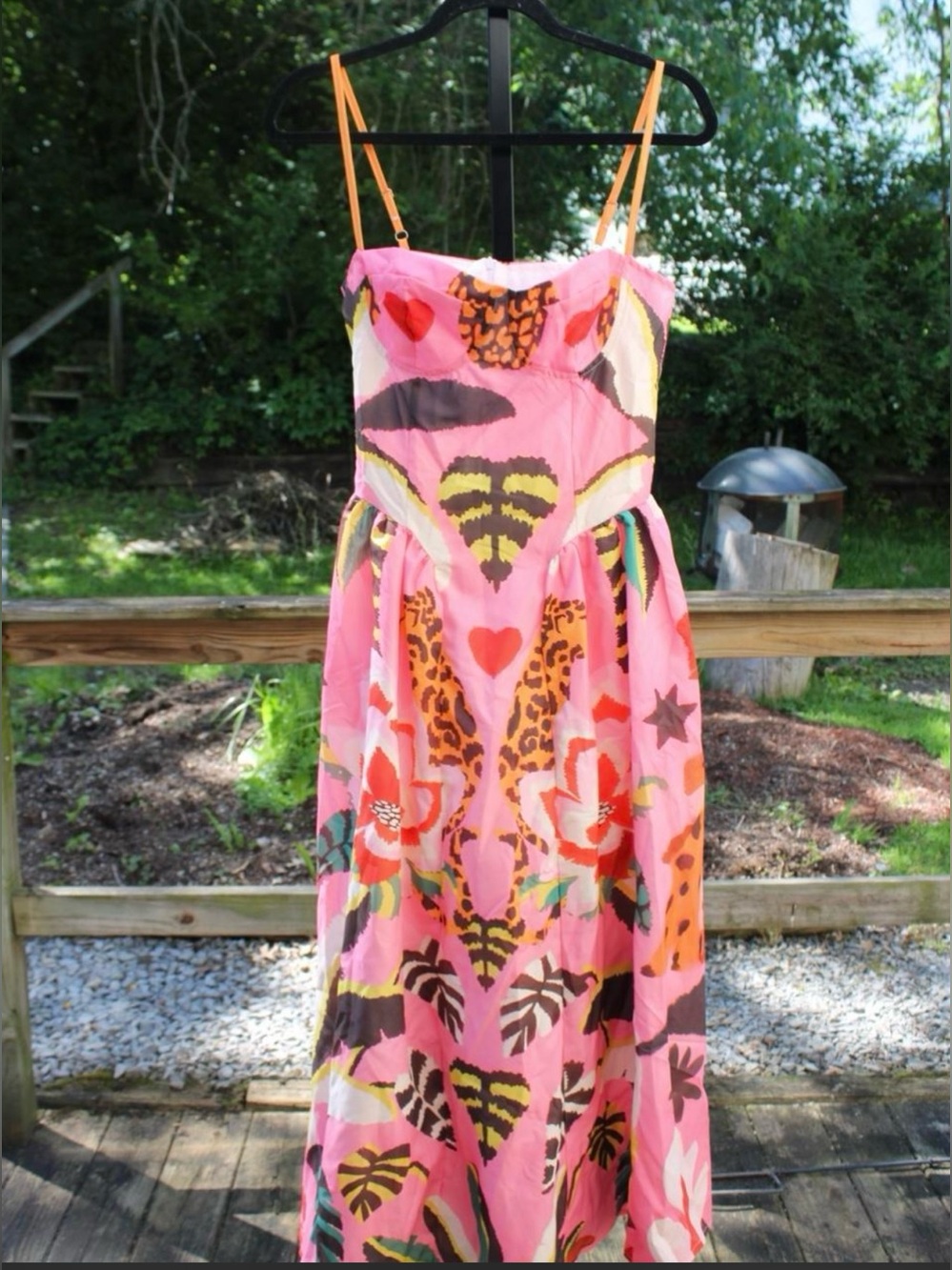 Nice To Meet You Pink Tropical Print Midi Dress 2XL fits like L